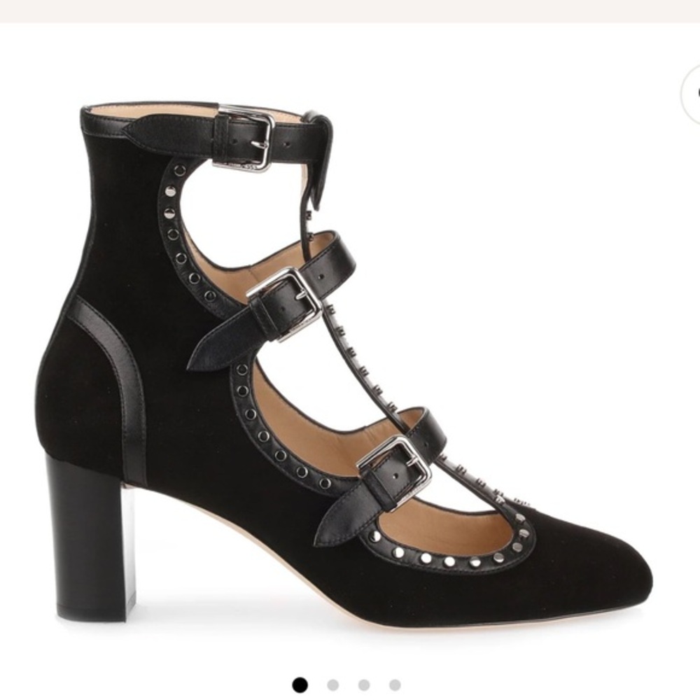Jimmy Choo Black Suede Multi-Buckle Heels